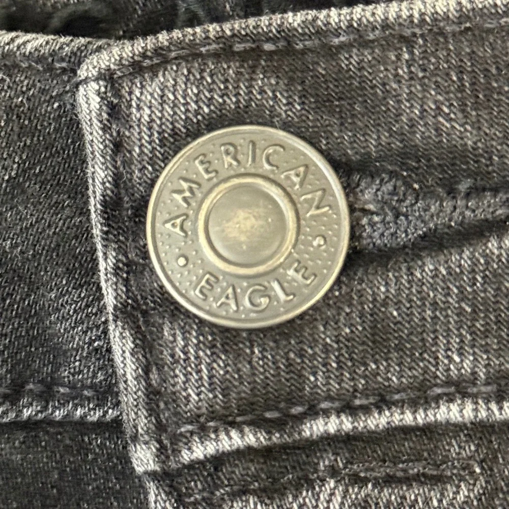 American Eagle Airflex+ Skinny Distressed Black Jeans 34x32 Ripped Denim